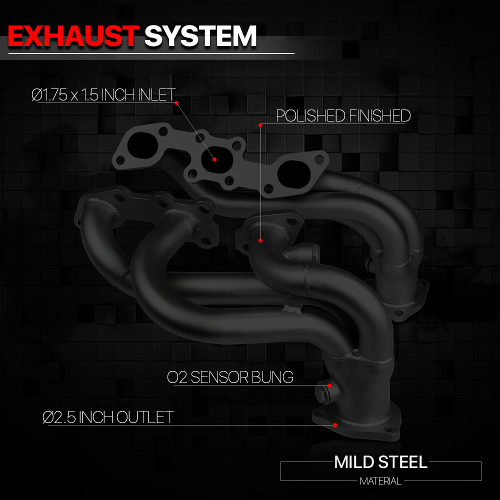 Black Painted Exhaust Header Manifold for 9096 Nissan 300ZX NA Z32 Non