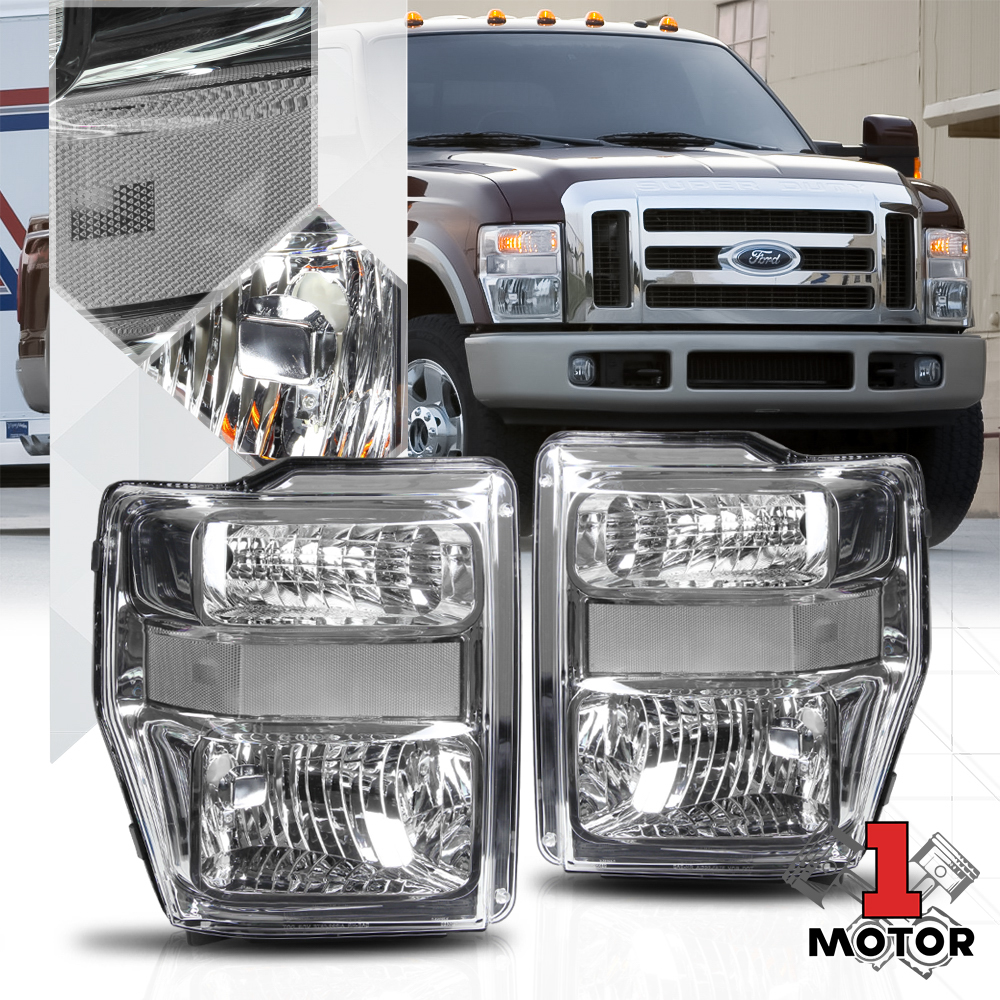 FOR 08-10 FORD F250 F350 SUPER DUTY BLACK HOUSING CLEAR CORNER HEADLIGHT LAMPS