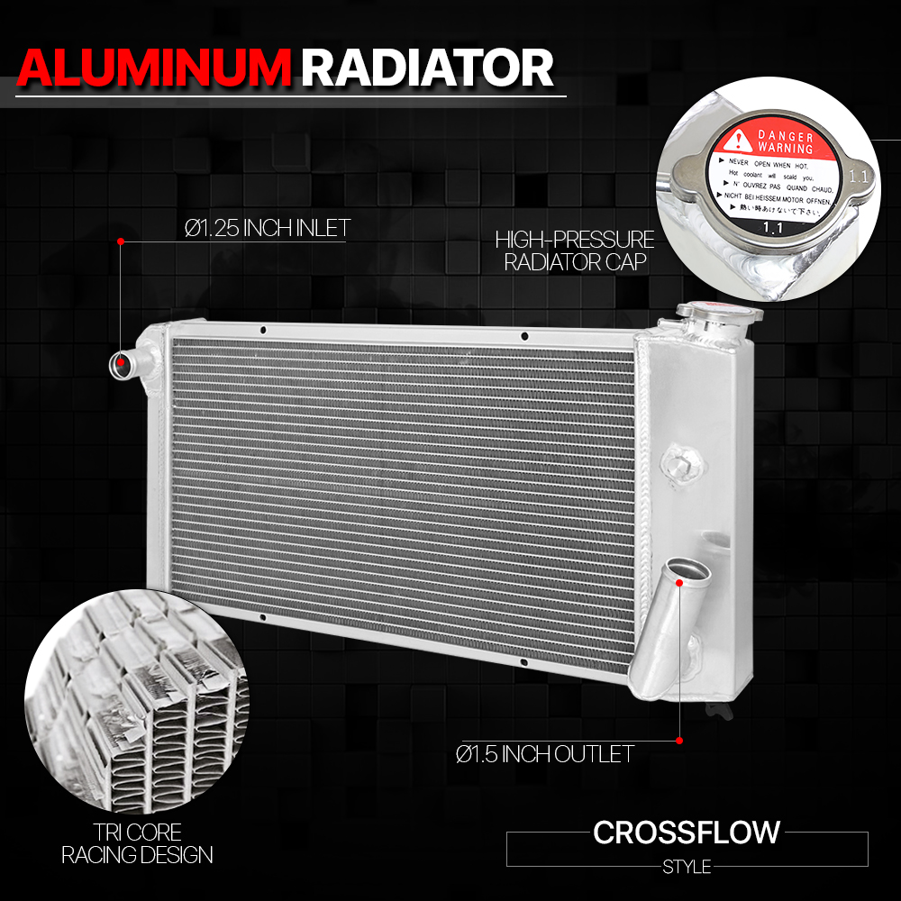 Aluminum 3 Row Core Performance Radiator for 7177 Chevy Vega/Astre SBC